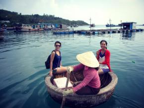 Riding a round boat in Nha Trang